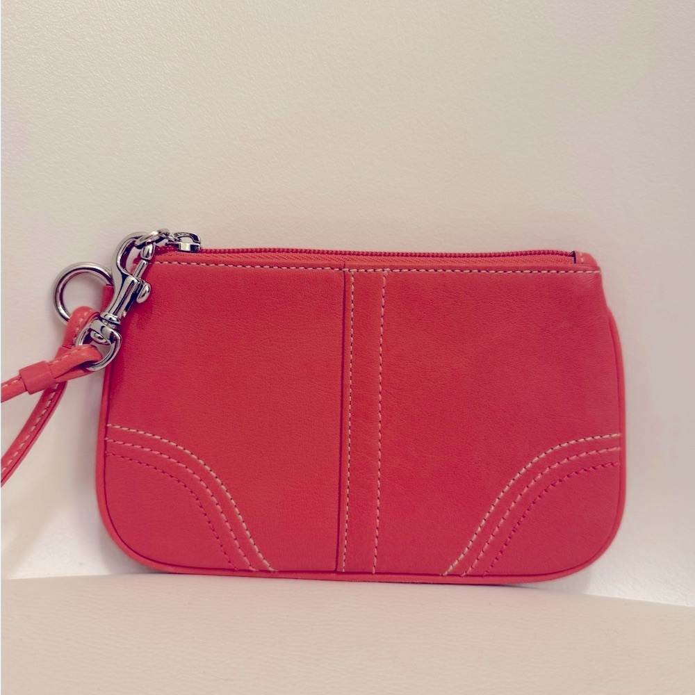 COACH  Leather Wristlet - Peach /Pink